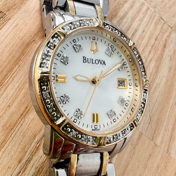 Bulova ladies two toned diamond dress watch NEW BATTERY main image 9
